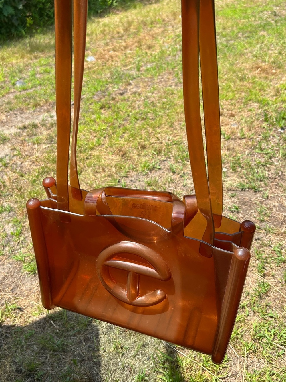 Telfar and Melissa Amber Brown Transparent PVC Crossbody Bag